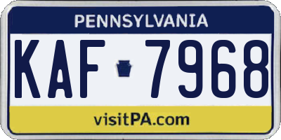 PA license plate KAF7968