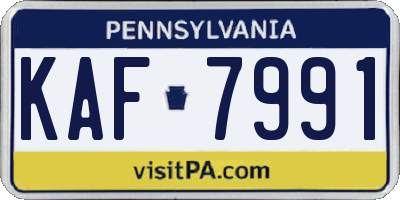 PA license plate KAF7991