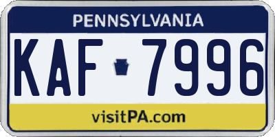 PA license plate KAF7996