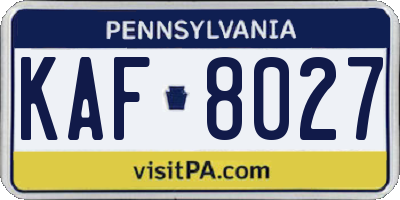 PA license plate KAF8027