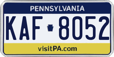 PA license plate KAF8052
