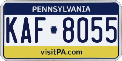 PA license plate KAF8055