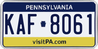 PA license plate KAF8061