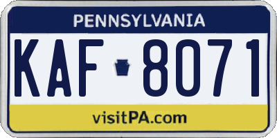 PA license plate KAF8071