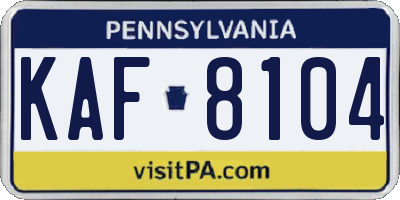 PA license plate KAF8104