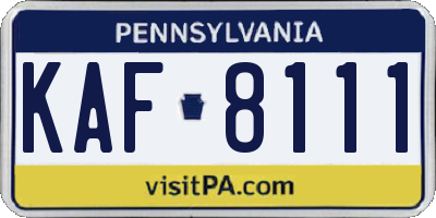 PA license plate KAF8111