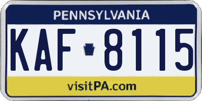 PA license plate KAF8115