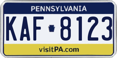 PA license plate KAF8123