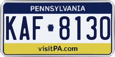PA license plate KAF8130