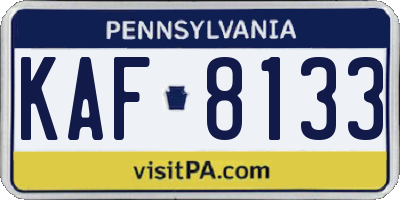PA license plate KAF8133
