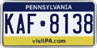 PA license plate KAF8138
