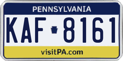 PA license plate KAF8161