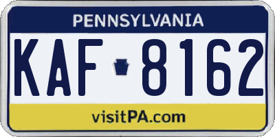 PA license plate KAF8162