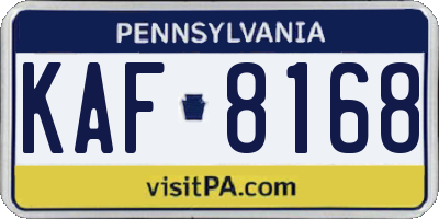 PA license plate KAF8168