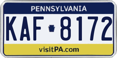 PA license plate KAF8172