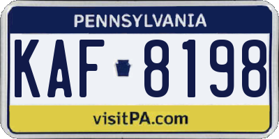 PA license plate KAF8198