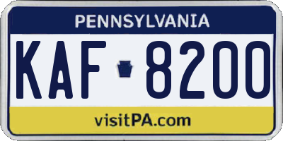 PA license plate KAF8200