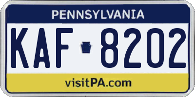 PA license plate KAF8202