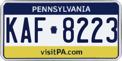PA license plate KAF8223