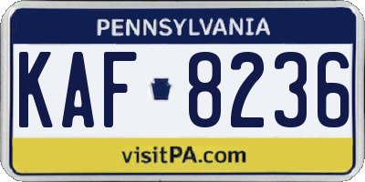 PA license plate KAF8236