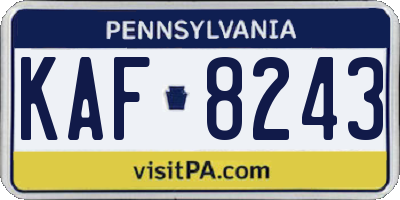 PA license plate KAF8243