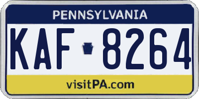 PA license plate KAF8264