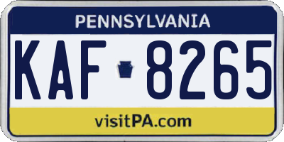 PA license plate KAF8265
