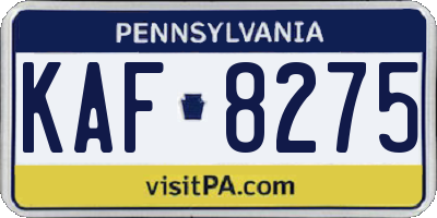PA license plate KAF8275
