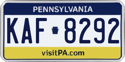 PA license plate KAF8292