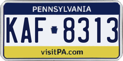 PA license plate KAF8313