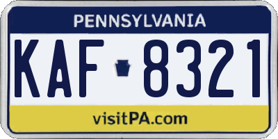 PA license plate KAF8321