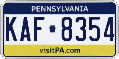 PA license plate KAF8354