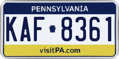 PA license plate KAF8361