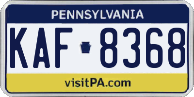 PA license plate KAF8368