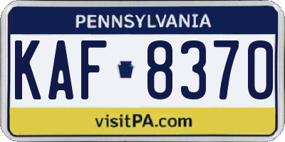 PA license plate KAF8370