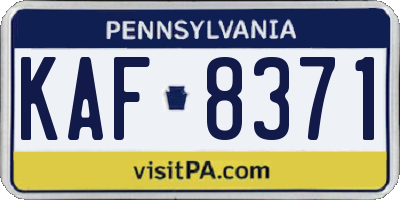 PA license plate KAF8371