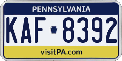 PA license plate KAF8392
