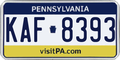 PA license plate KAF8393