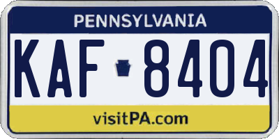 PA license plate KAF8404