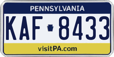 PA license plate KAF8433