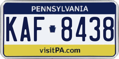 PA license plate KAF8438
