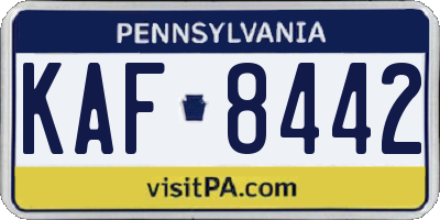 PA license plate KAF8442