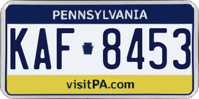 PA license plate KAF8453