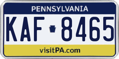PA license plate KAF8465