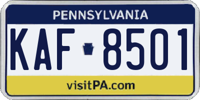 PA license plate KAF8501