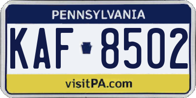 PA license plate KAF8502