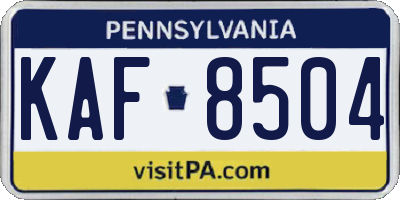 PA license plate KAF8504