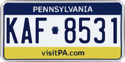 PA license plate KAF8531