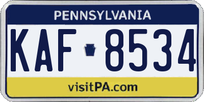 PA license plate KAF8534