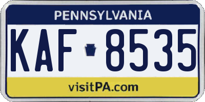 PA license plate KAF8535